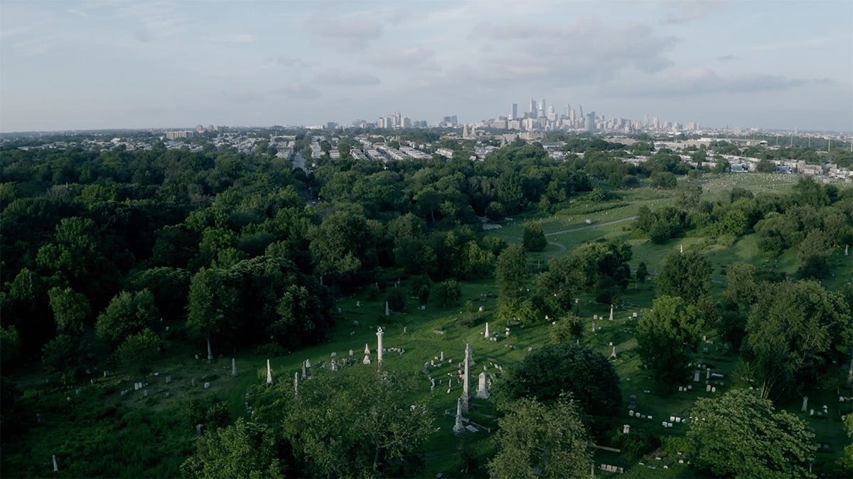 An aerial view of Mt. Moriah Cemetery.