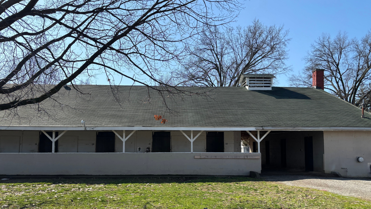 A view of the horse stables at Churchill Downs.