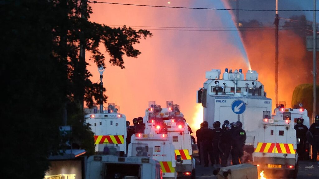Police fire water cannon at demonstrators as Belfast protests continue