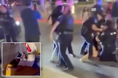 Wild scuffle involving cops, graduates, parents breaks out after California HS graduation ceremony as 4 arrested