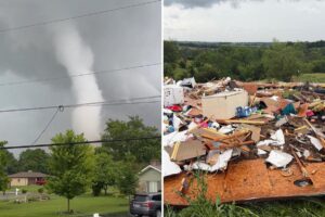 Tornadoes pummel communities outside Chicago, tearing up homes and toppling power poles