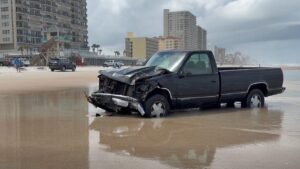 Florida beach toll booth worker killed after driver rams structure before getting stuck in sand, sheriff says