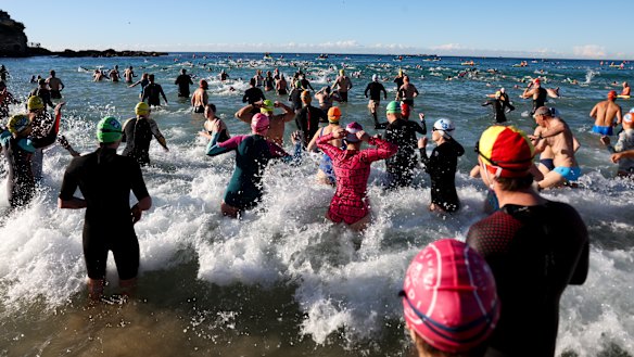 Swimmers return to the water on Sunday.