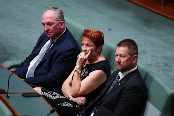 Member for New England Barnaby Joyce, One Nation leader Senator Pauline Hanson and WA Senator Tyron Whitten.