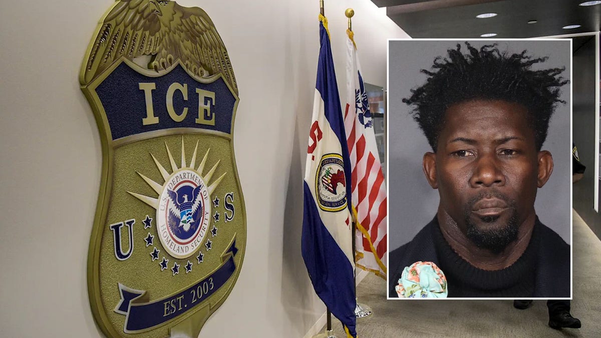 Ian Roberts mugshot with ICE badge