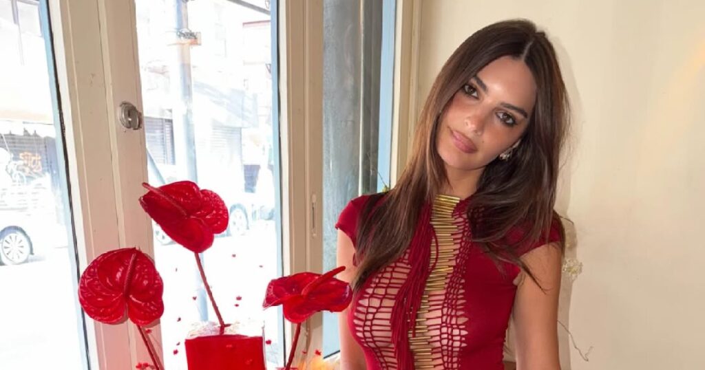 Emily Ratajkowski’s Red Hot Naked Dress Steals the Show During 35th Birthday Celebrations