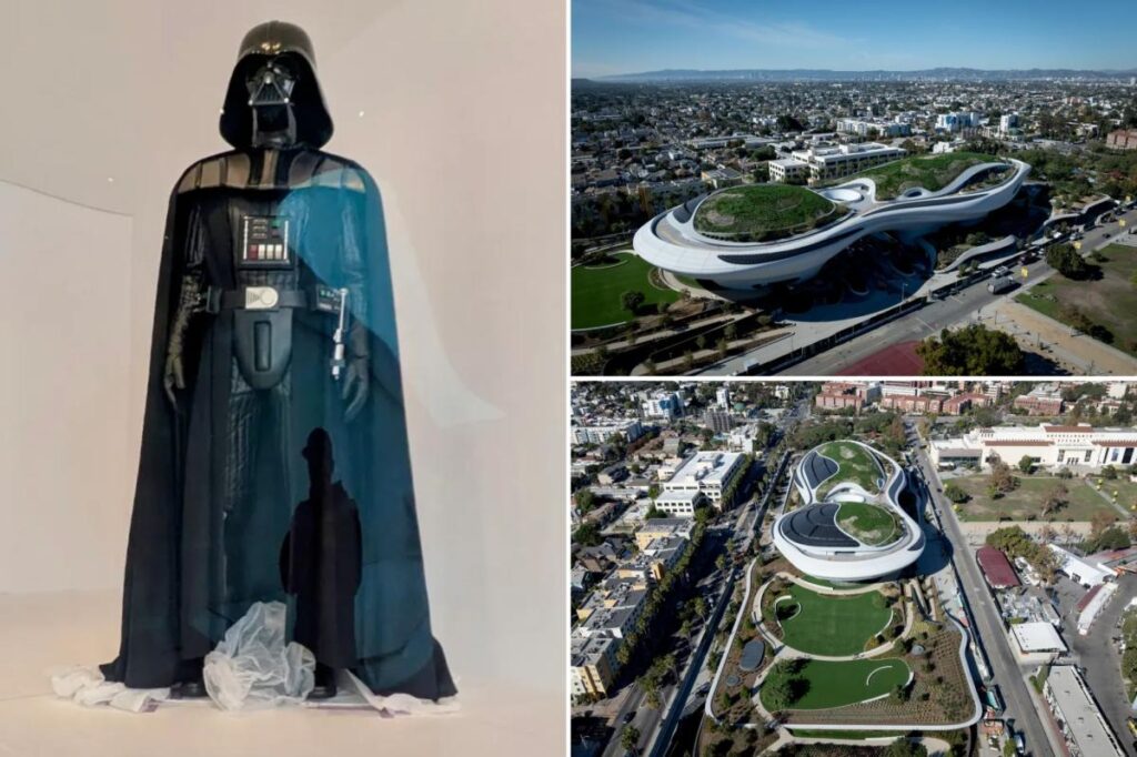 Stunning views of new George Lucas museum in LA revealed in flyover video ahead of highly anticipated opening date