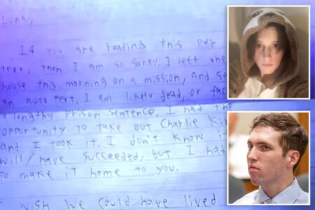 Redacted letter from Tyler Robinson to trans lover accidentally shown in court