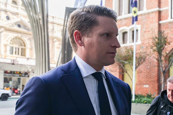 Andrew Hastie arrives at court on Monday.