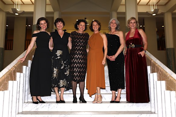 Teal independents Allegra Spender, Kate Chaney, Monique Ryan, Sophie Scamps, Nicolette Boele and Zali Steggall.
