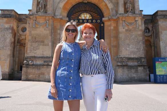 Holly Valance (left) and Pauline Hanson at Blenheim Palace in England posted to Instagram on July 8, 2026.
