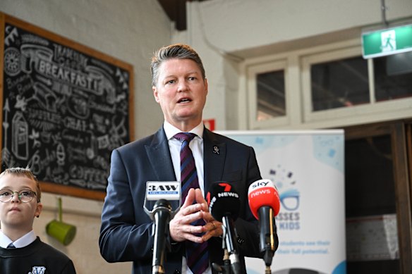 Education Minister Ben Carroll, pictured at a school last year, has urged teachers not to strike.