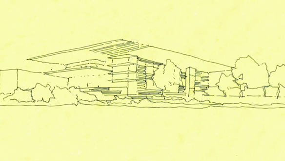 Part of one of the original sketches that won the Clares the commission of designing GOMA.