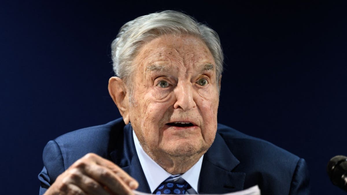 Hungarian-born US investor and philanthropist George Soros addresses the assembly on the sidelines of the World Economic Forum (WEF) annual meeting in Davos on May 24, 2022.