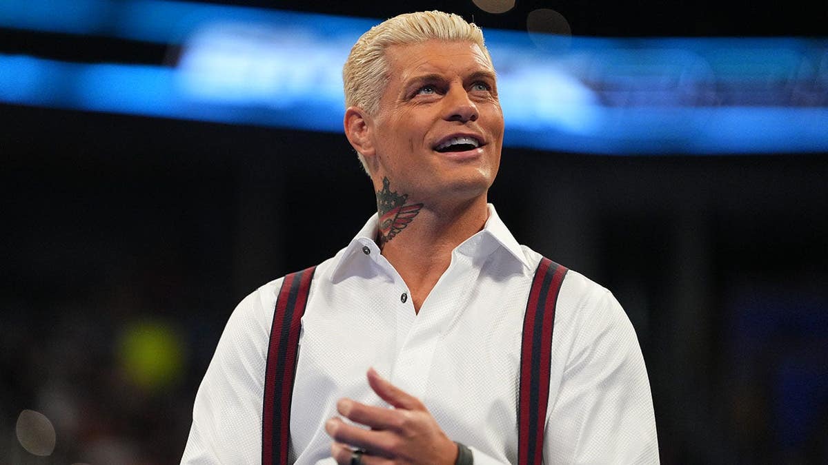 Cody Rhodes looks on during SmackDown at Paycom Center.