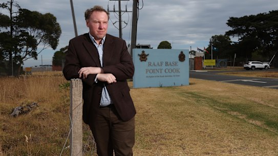 City of Wyndham mayor Josh Gilligan outside the RAAF base in Point Cook.