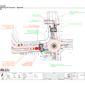 The proposed plan of the location of the pedestrian crossings in South Fremantle and the trees that are recommended to be removed.