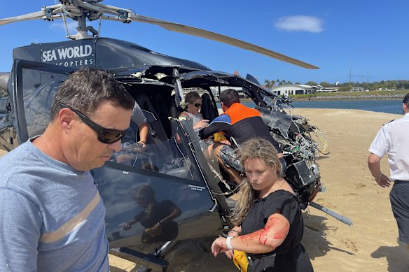 The aftermath of the helicopter collision that claimed four lives.