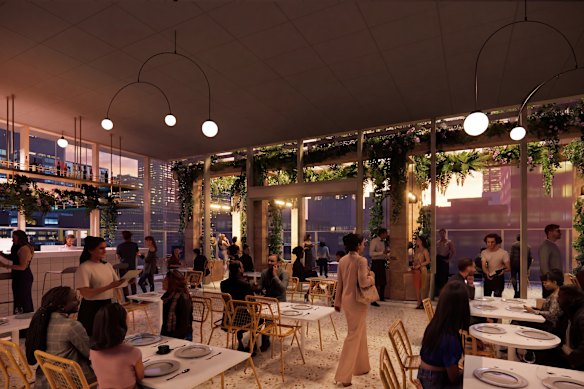 A render of a dining area in Melbourne Central’s new precinct.