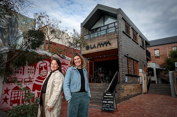 La Mama Theatre architect Meg White (left) and chief executive Caitlin Dullard rebuilt the cultural institution from the ground up, while holding on to its history.