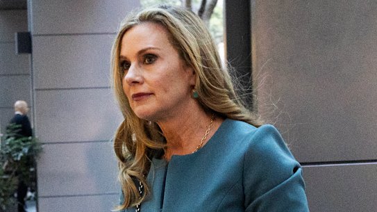 The eSafety Commissioner, Julie Inman Grant, outside the royal commission on Thursday.