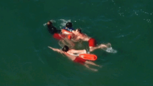 WATCH: Felony suspect’s ocean getaway unravels after 90-minute standoff with lifeguards