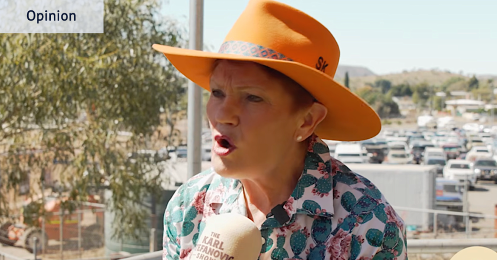 You gotta be Kidman! Hanson sports custom Gina Rinehart hat
