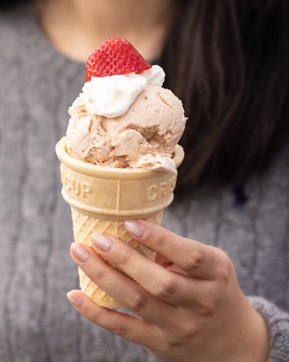 Profits from sales of strawberry sundaes are invested back into the Ekka’s agricultural education programs.