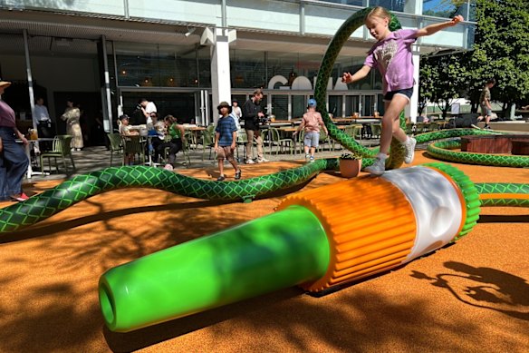 The Big Hose is a play sculpture for kids outside GOMA.