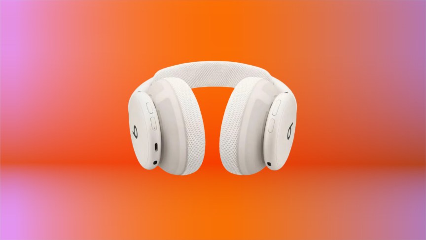 The Beats 360 shown in white viewed from below with their mesh earpads
