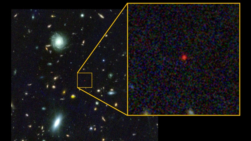A JWST scan showing a little red dot.