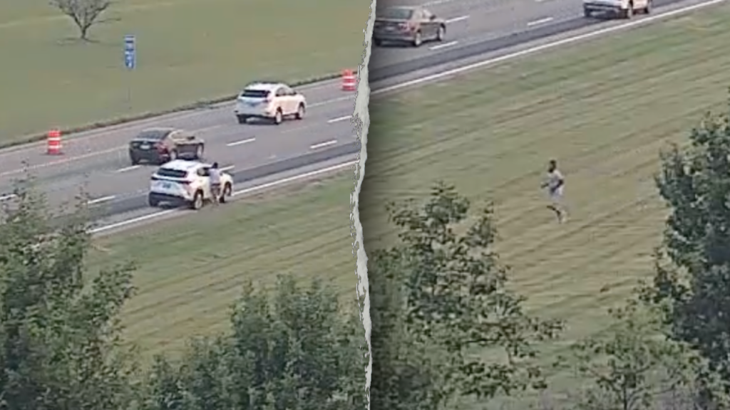 Ohio man fleeing police on foot leaps onto moving car, tries to take control before falling off: Police