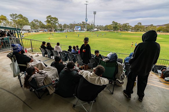 Locals gathered to watch a football final at Traeger Park oval between the Rovers and Pioneers.