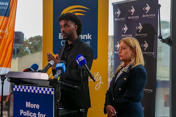Maribyrnong Mayor Mohamed Semra and Brimbank Mayor Virginia Tachos were among five western suburb mayors calling for better police resourcing.