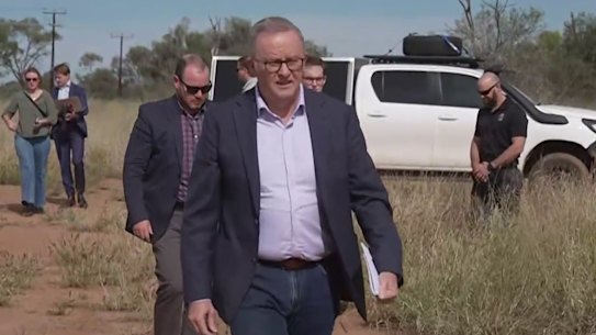 Prime Minister Anthony Albanese in Alice Springs visiting the family of Kumanjayi Little Baby
