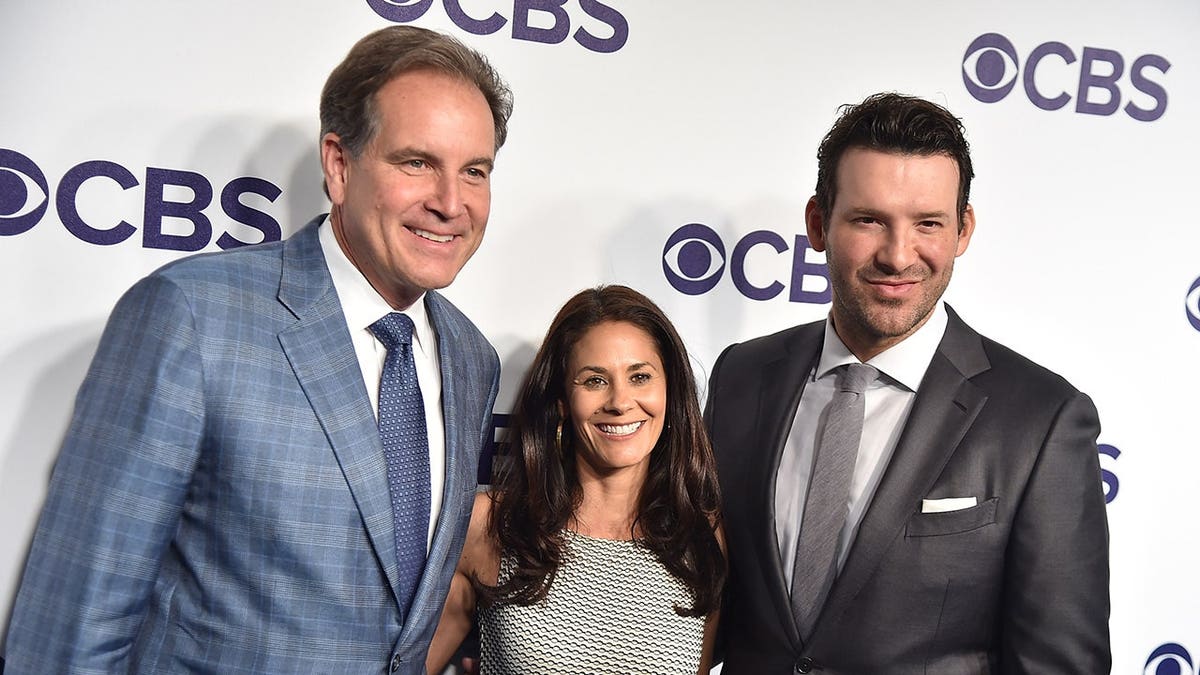 Jim Nantz, Tracy Wolfson and Tony Romo attend the CBS Upfront in New York City.