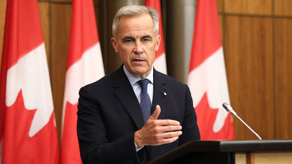 Mark Carney speaks at a press conference in Ottawa, Ontario, Canada.