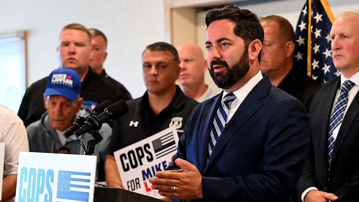Rep. Mike Lawler, R-N.Y., speaks with local law enforcement