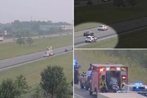 Suspect tries to evade Ohio cops by diving onto woman’s car while she’s zooming down the interstate: video