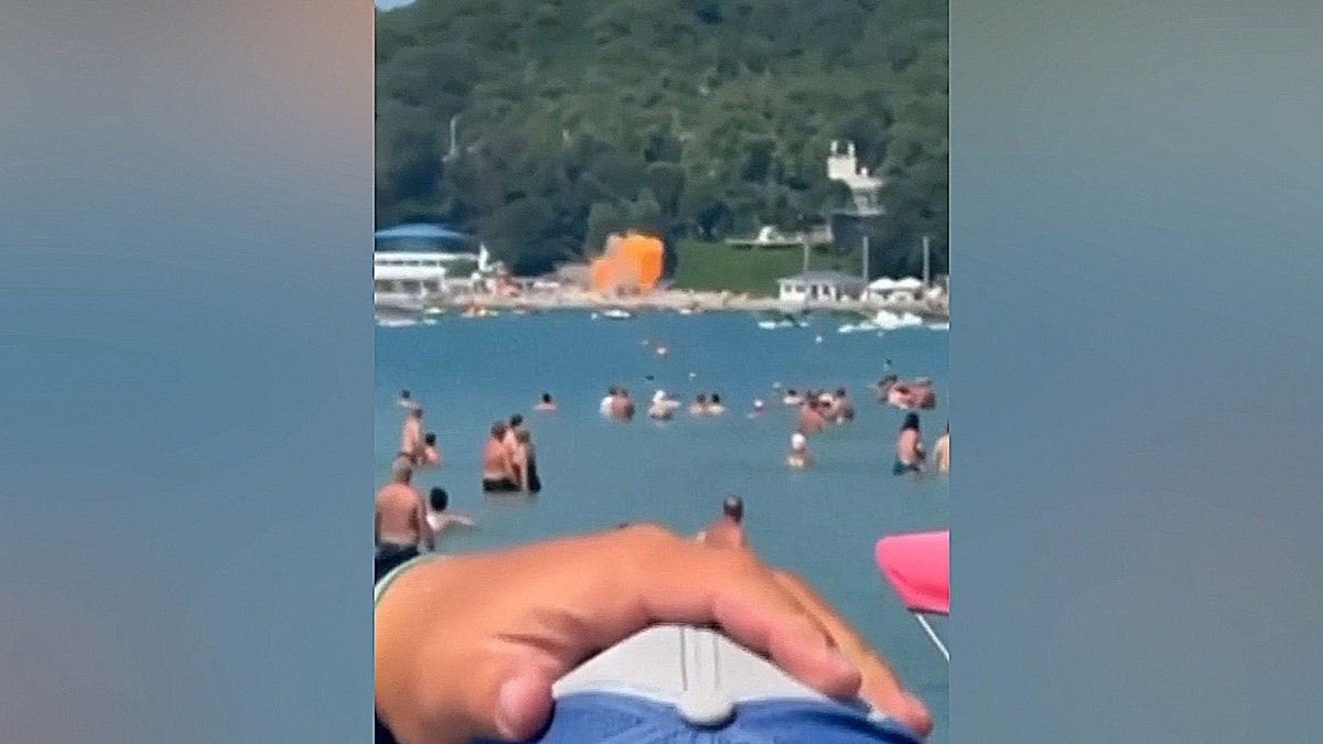 Fireball explosion on beach shoreline