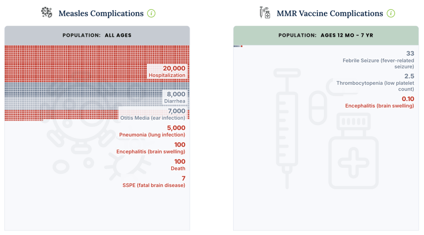 The grid view on the vaccine risk tool.
