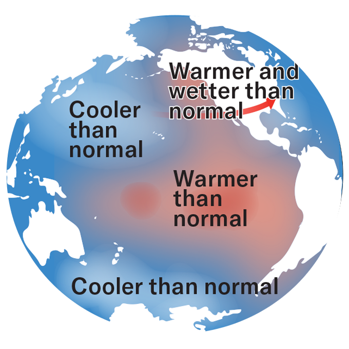 graphic showing the temperature changes