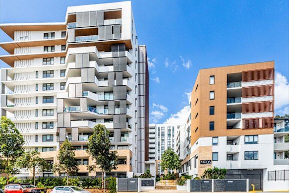 The Moda apartment complex offers a “luxury lifestyle” to residents in its 217 homes. 