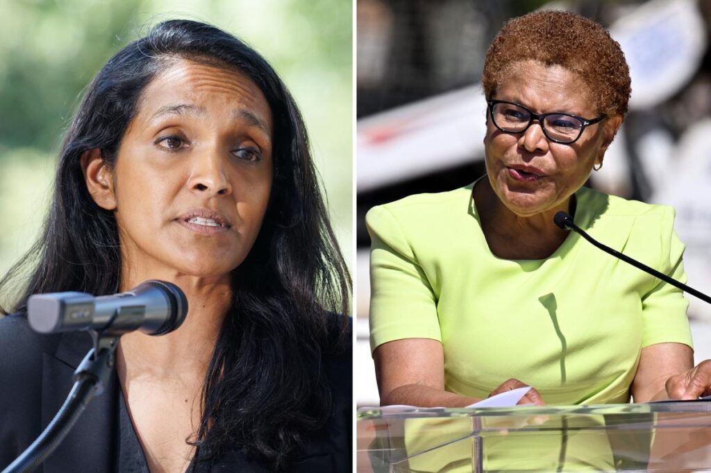 Karen Bass’s own allies fear she is floundering in LA mayor’s race: ‘energy is with Nithya’