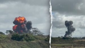 Fighter jet pilots eject moments before fiery crash in Wales