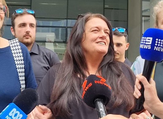 Supporters cheered for Kylie Ellina Truswell-Mobbs as she left the Brisbane Supreme Court on Monday.
