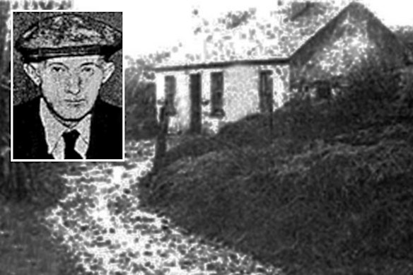 Moss Moore (inset) and his farmhouse in Reamore, near Tralee, County Kerry. 