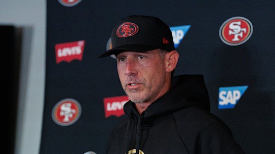 Welcome aboard: San Francisco 49ers coach Kyle Shanahan was effusive about the MCG clash when fronting the media in Melbourne on Monday.
