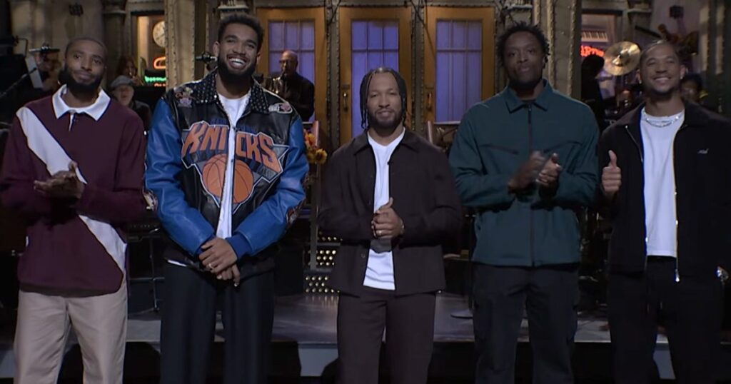Karl-Anthony Towns Pokes Fun at NBA Finals Fouls as Knicks Crash Jalen Brunson’s ‘SNL’ Debut