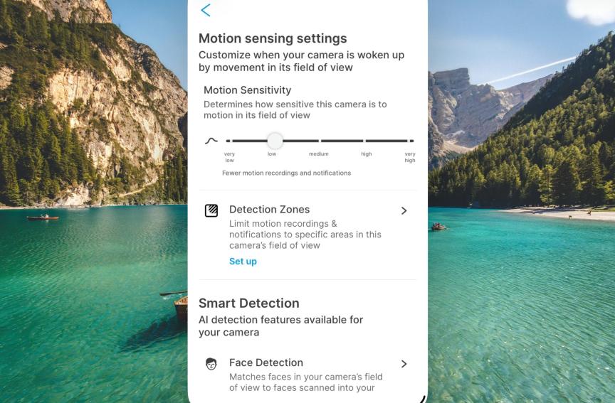 MyQ app showing facial detection features.